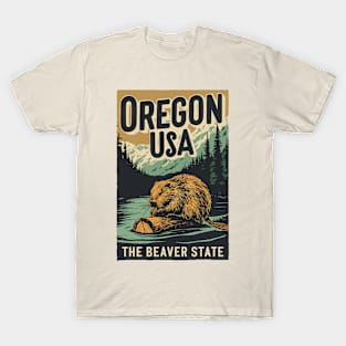 Vintage Retro Oregon USA Beaver T-Shirt